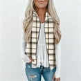 thumbnail image 2 of Gpaecead Women's Plaid Sleeveless Vest - Warm Fleece Winter Warm Gilet Brown, 2 of 9