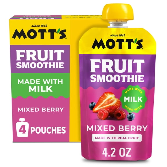 Mott’s Fruit Smoothie Mixed Berry, 4.2 oz, 4 Count Pouches