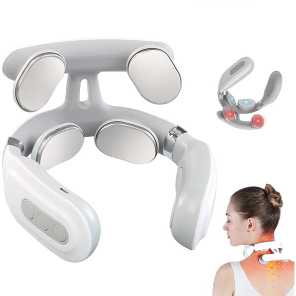 4-Head Neck Massager with 6 Modes & 16 Intensity Levels, Ergonomic Wearable for Shoulder Pain Relief, Portable & Rechargeable