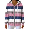 thumbnail image 4 of Womens Plaid Jackets Hooded Full Zip Drawstring Cardigan Loose Stylish Casual Ribbed Hoodie Outwear With Pockets (XXL, Gray), 4 of 7