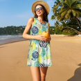thumbnail image 3 of Fotbe Shell Clam Vestido de Verano sin Mangas para Mujer – Vestido Midi Línea A, Estilo Camiseta Floral, Vestido Playero Casual y Fluido, 3 of 7