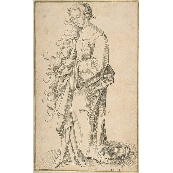 St. Barbara with a Chalice and Host Poster Print by In the manner of Hans Baldung (called Hans Baldung Grien) (German, Schw�_bisch Gm�_nd 1484/85 �1545 Strasbourg (Strassburg)) (18 x 24)