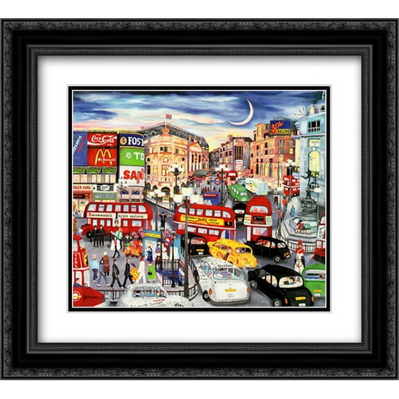 London 2x Matted 15x18 Black Ornate Framed Art Print by Linnea Pergola