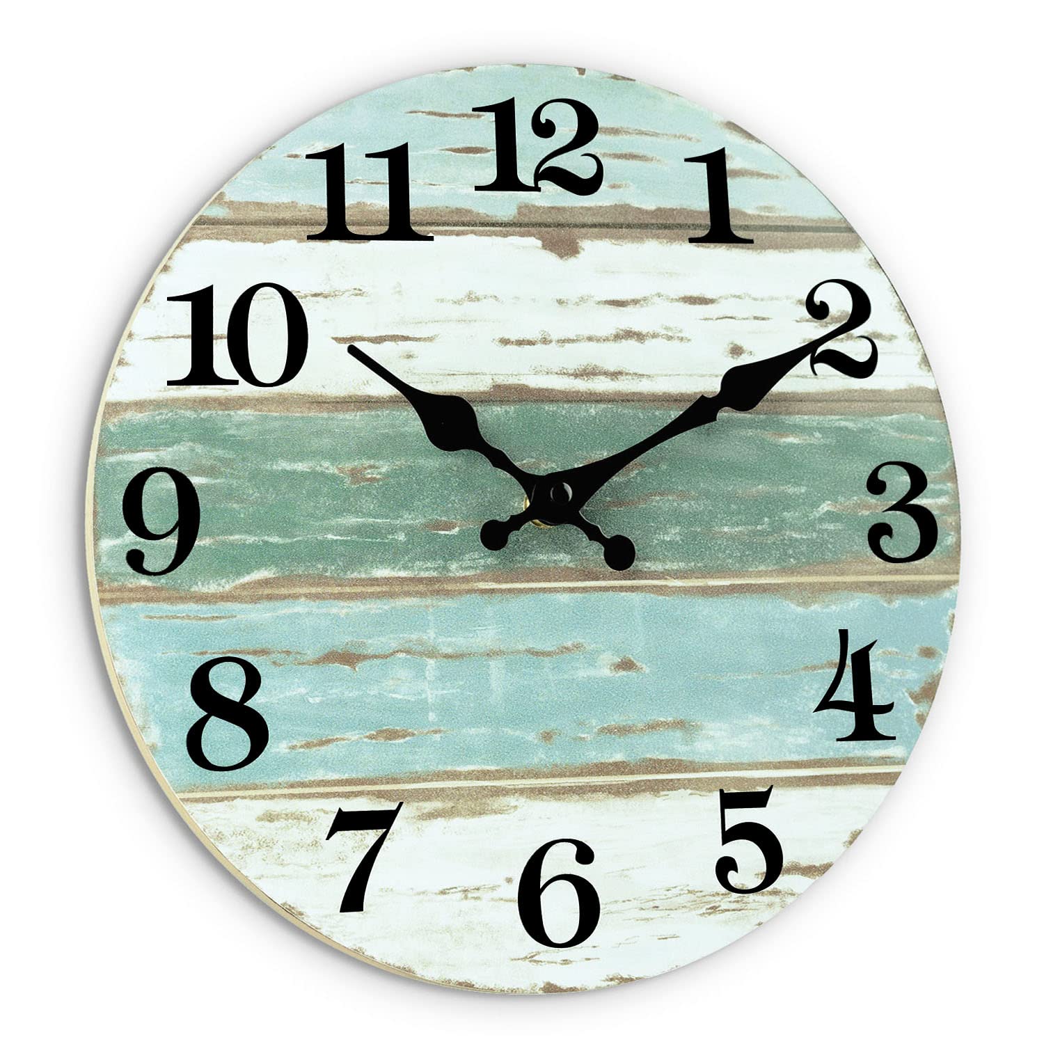IMMEKEY Wall Clock Beach Themed Blue Wall Clocks Battery Operated