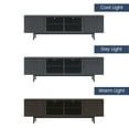 thumbnail image 5 of POVISON-Mid-Century Modern TV Stand with Sintered Stone, Minimalist Wood Media Console with Slatted Cabinet, Tall-Cast Metal Legs, Black Veneer, 70.87", 5 of 8