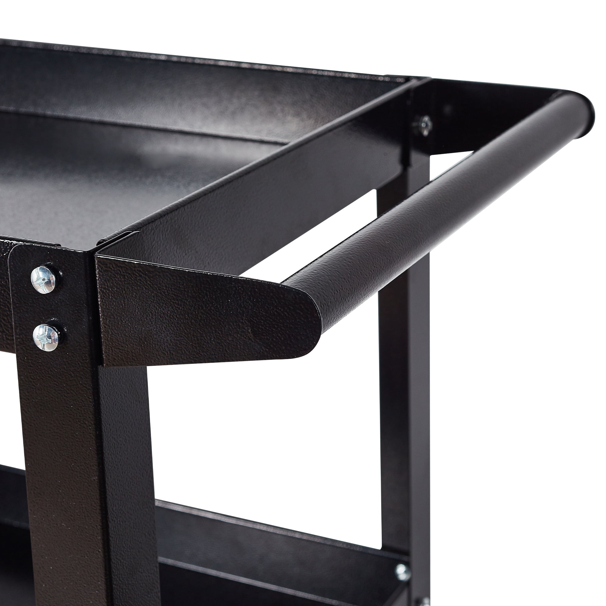 Aukfa 3-Tier Utility Cart with Wheels, 450 lb Heavy Duty Rolling Tool Cart Service Cart for Warehouse, Garage, Black