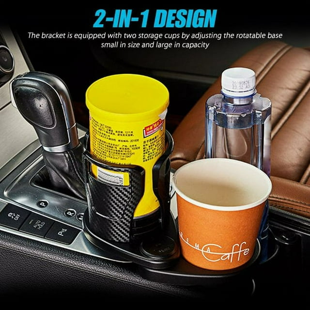 MesaSe Car Cup Holder Expander Adapter TSV 2 in 1 Multifunctional Dual Cup Mount Extender Organizer for Vehicles 360°Rotating Adjustable Base for 20 oz 3.0”-5.9” Coffee Drinks Bottles