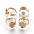 thumbnail image 2 of Adjustable 304 Stainless Steel Finger Rings Components Pad Ring Base Findings Flat Round Golden Tray: 10mm Size 7 17.5mm, 2 of 2