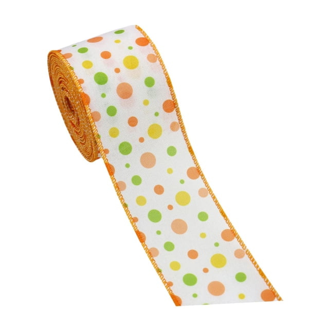 Cinta con borde de alambre de Pascua, cinta de tela para manualidades DIY, rollo de cinta para envolver moños, A