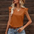 thumbnail image 2 of Tops sin mangas con volantes para mujer Colores puros Tops casuales con cuello en V de moda para citas Compras Ginger S, 2 of 8