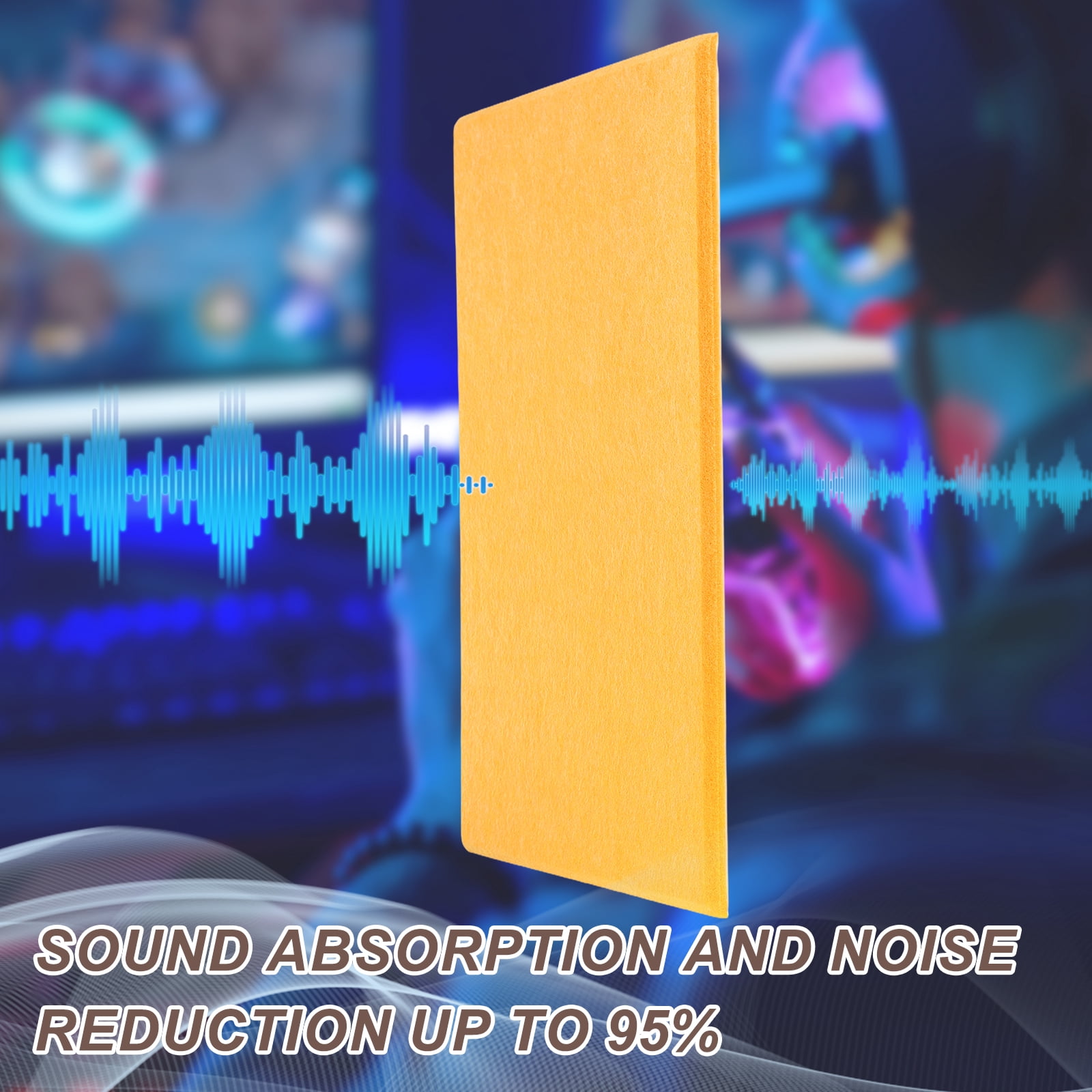 Uxcell 12pcs Acoustic Panels High-Density Sound Proof Felt Self Stick Non-Slip Pads 16"x12"x0.35", Dark Yellow