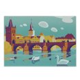 thumbnail image 1 of Prague Cutting Board, Colorful Arrangement with Charles Bridge Swans in River Cartoonish Graphic Design, Decorative Tempered Glass Cutting and Serving Board, in 3 Sizes, by Ambesonne, 1 of 2