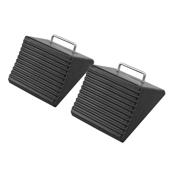 2 Pack Heavy Duty Nylon Reinforced Rubber Wheel Chock with Handle