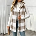 thumbnail image 3 of NSLGXD Womens Plaid Fleece Hooded Vest Button Down Sleeveless Sherpa Lined Checkered Waistcoat Winter Fall Outdoor Warm Casual Jackets with Pockets S-2XL, 3 of 9