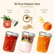 Wide Mouth Mason Jars 16oz - 8 Pack, Pint Mason Jars with Lids and Seal Bands, Glass Canning Jars for Pickling, Jam, Jelly, Honey, Salad, Desert, Shower Wedding Favors, DIY Candles Decor