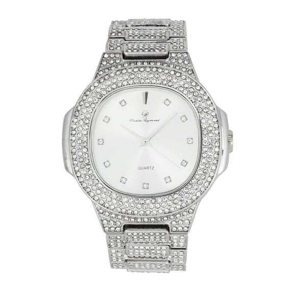 Bigger is Better Oversized or Baguette Diamonds for The Luxurious King-Your Style! Your Choice!-Bling-ed Out Oblong Metal Mens Watch- ST10316CE (ST10235 DX Shiny Silver)