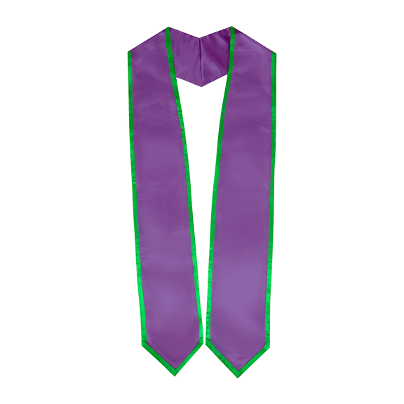 Honors Graduation Academic Stoles/Sashes with Classic End and Trim (Purple w/Kelly Green Trim)