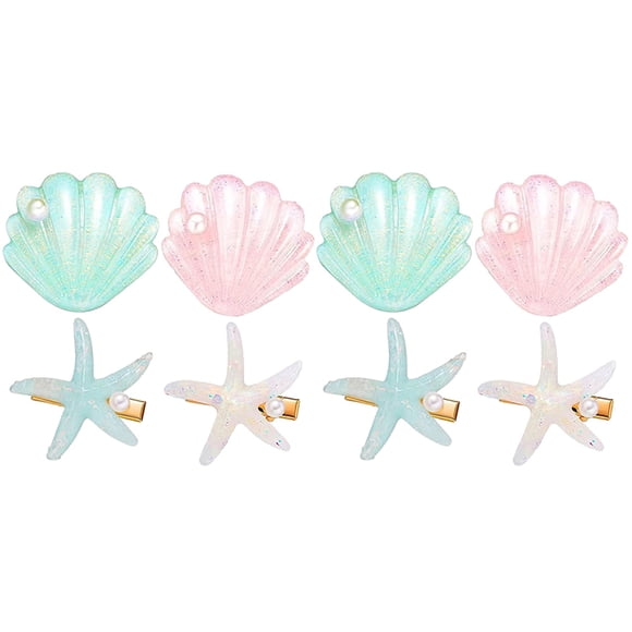 8Pcs Seashell Hair Clips Mermaid Hair Accessories Shell Pearl Hairpins for Kids Girls