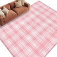 thumbnail image 6 of Pink Plaid Area Rug 5x8 Washable Rug Non Slip Modern Art Checkered Farmhouse Large Area Rug Soft Stainresistant Indoor Floor Carpet for Living Room Bedroom Home Office Dining Room Nursery, 6 of 8