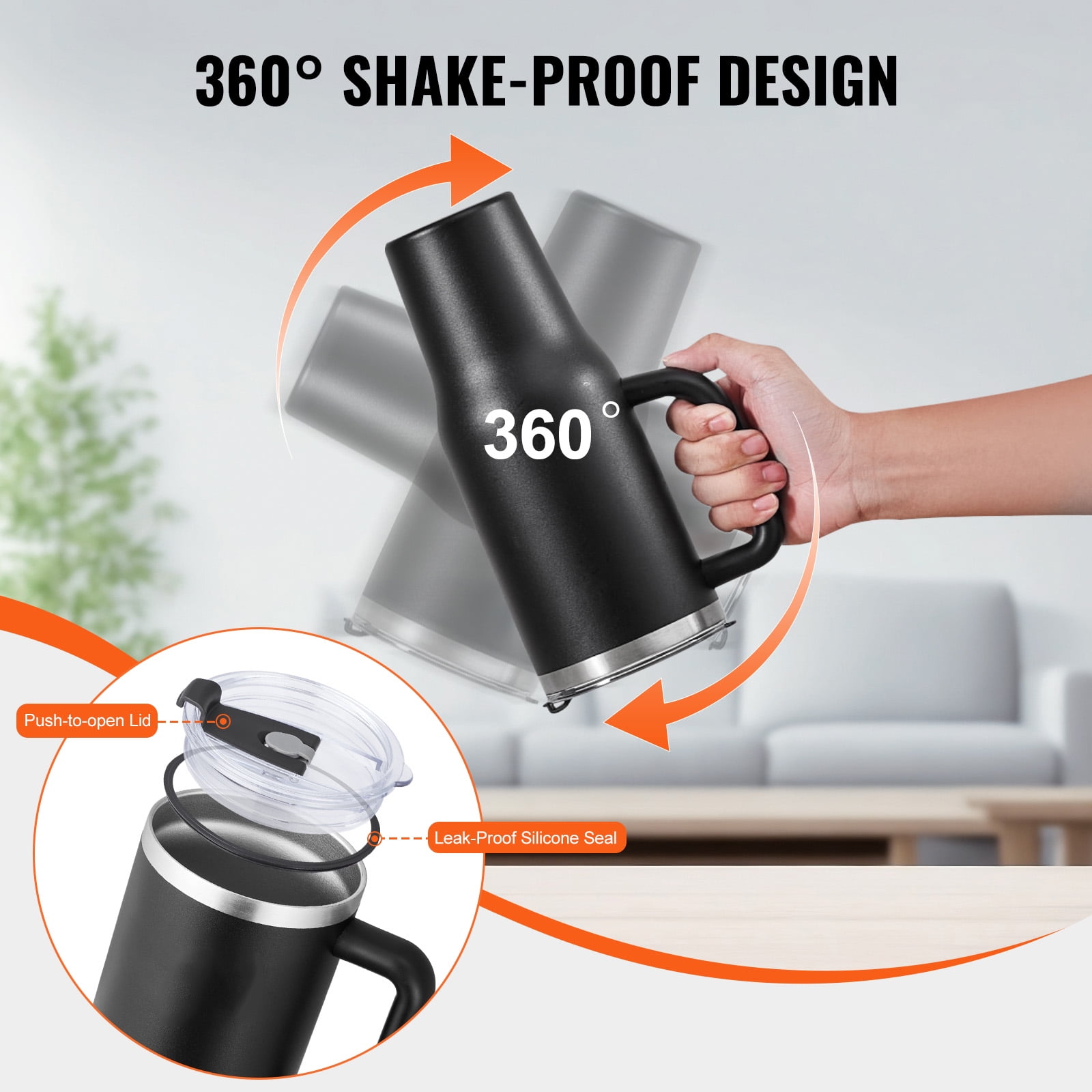KFFKFF 40 oz Thermal Water Container, Metallic Athletic Beverage Holder with Cover, Portable Journey Java Tumbler Dual Layered, Leakproof Wilderness Hydration Vessel, Profession, in Obsidian