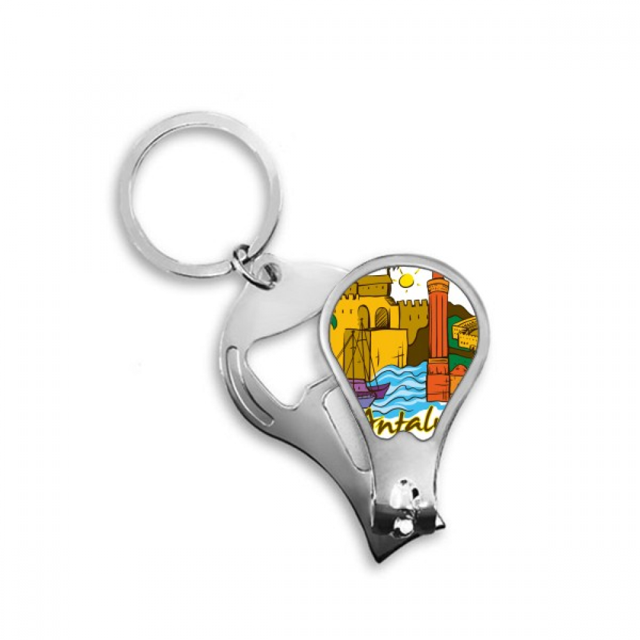 Turkey Antalya Burdur Watercolor Fingernail Clipper Cutter Opener Key Chain Scissor