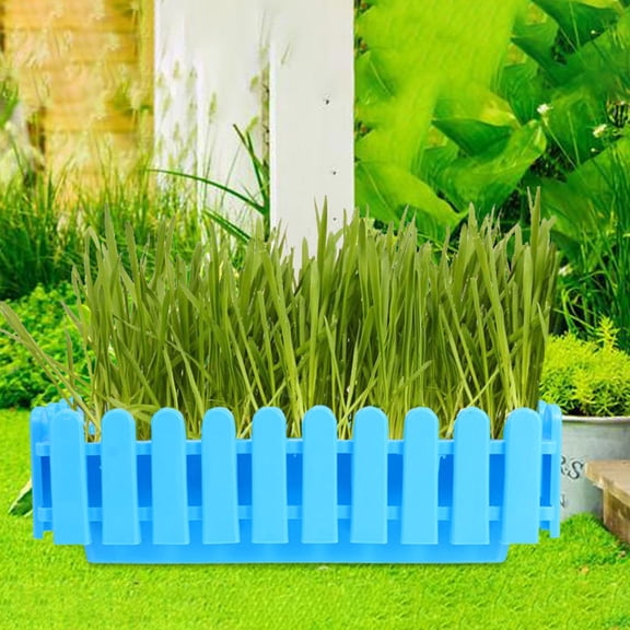 ETEREAUTY Plastic Window Box Flowerpot with Decorative Fence for Outdoor Plants and Garden Balcony