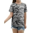 thumbnail image 2 of Langwyqu Short Sleeved Kids Camouflage Print Cross T-Shirt Children Girls Tops, 2 of 5