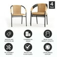 BizChair 4 Pack Beige Rattan IndoorOutdoor Restaurant Stack Chair