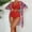 14Red, variant on Jacenvly 2024 Cover-Up Split Three-Piece New Style Long Sleeve Swimsuit Floral with Cover up Surfing Swimwear Skin-Friendly Ladies Women'S Bathing Suit for Women Beachwear Orange