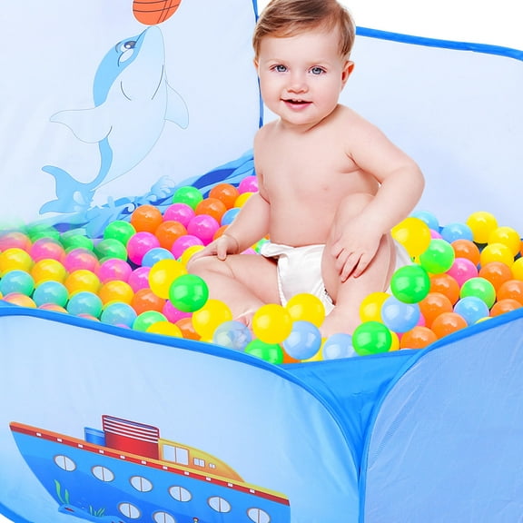 HEANUJJ 1 Set Baby Play Tent Pool Polyester Blue Round Basketball Game for Kids Indoor Outdoor Play 47.2*47.2*28.3in