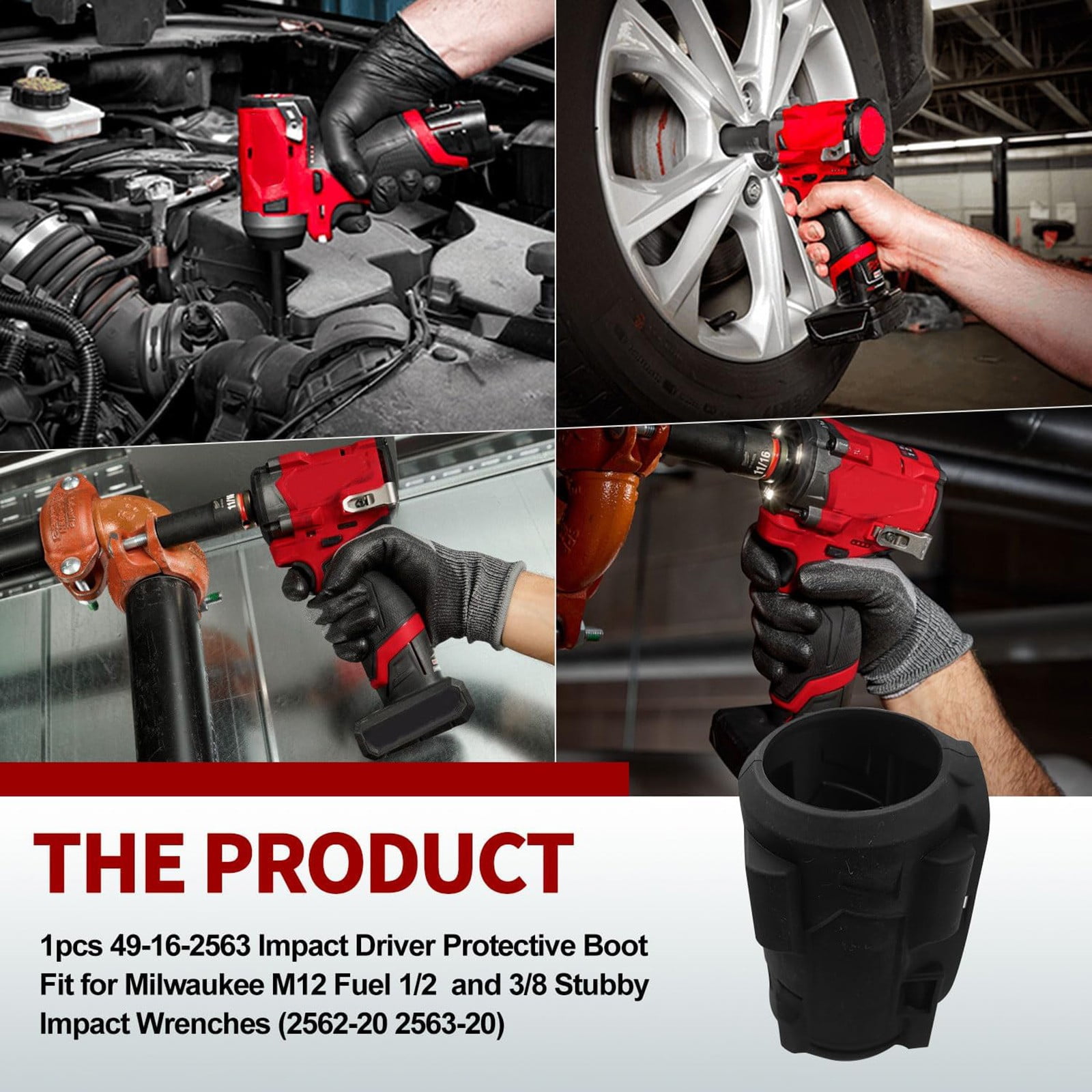Milwaukee M12 Stubby Impact Wrench Boot/Cover - Fits Models 2562-20 & 2563-20