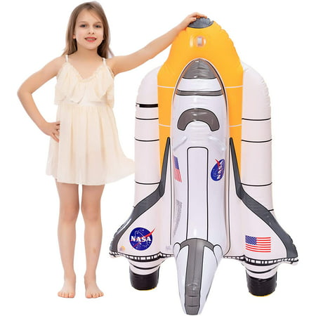 JoyX Inflatable Space Shuttle Pool Float for NASA Astronaut Party Supplies, Summer Water Pool Toys for Kids