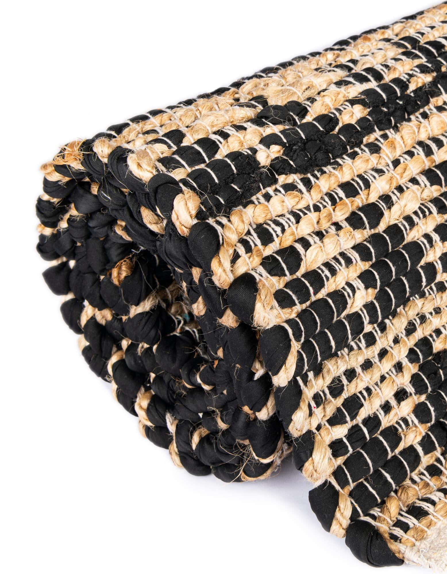 Unique Loom Chindi Jute Collection Area Rug (4' 1" x 6' 1" Rectangle Black/Natural)