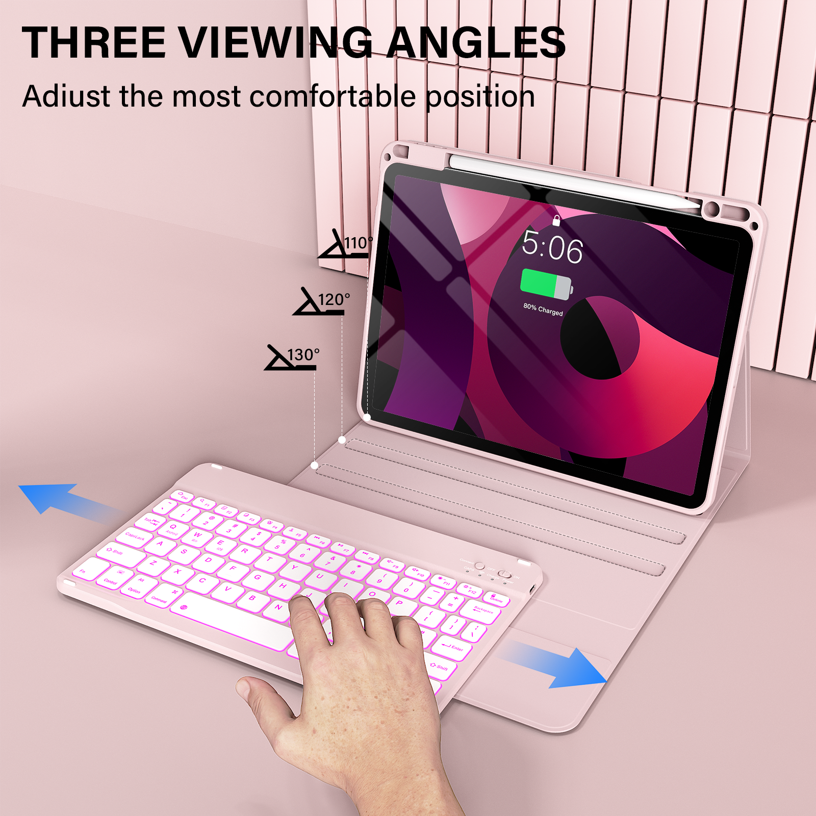 Kenke Keyboard Case for iPad Air 11-Inch M4/M3/M2, Pink photo 6