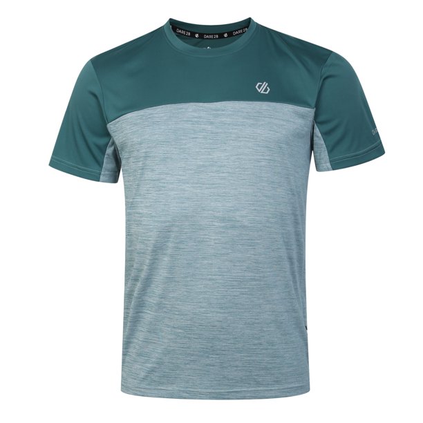 Dare 2B - Camiseta Circuit Colores Sólidos para Hombre (Verde Mediterráneo, Pizarra)