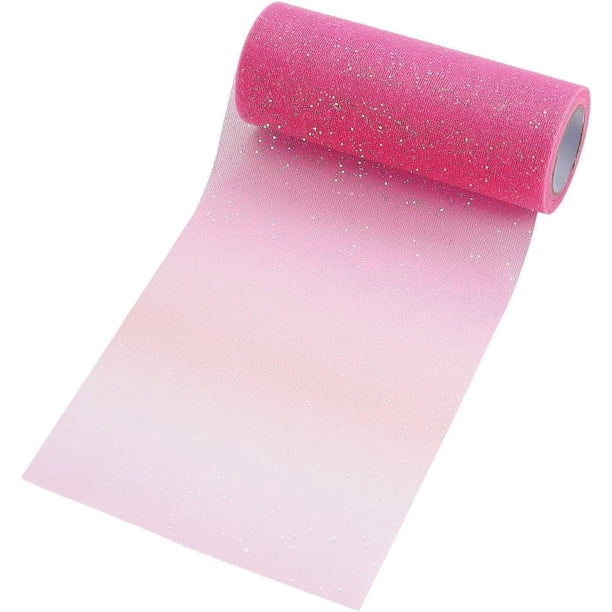 Rollo de tul con purpurina de 6 pulgadas x 10 yardas, carrete de tela de red de tul con degradado de arcoíris, cinta decorativa para manualidades de costura