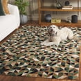 thumbnail image 3 of SAFAVIEH Studio Leather Hilda Geometric Area Rug, Green/Light Brown, 4' x 6', 3 of 11