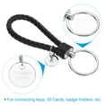 thumbnail image 3 of Braided Leather Keychain with Stainless Steel Key Ring Sleeve, PU Woven Wristlet Lanyard, Black, 3 of 5