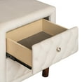 thumbnail image 7 of Velvet Upholstered Nightstand with 2 Drawers, Modern Bedside Table with 4 Wood Legs and 2 Button Tufted Drawer Doors, Storage Table for Living Room Bedroom, Space Saving, Beige, 20" x 16" x 23.6", 7 of 7