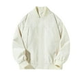 thumbnail image 1 of Dagegui Men's Bomber Jacket Lightweight Zip Up Jackets Spring Fall Stand Collar Varsity Coat with Pockets Beige M, 1 of 4