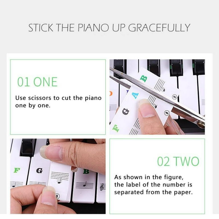 Piano Keyboard Stickers for 88/76/61/54/49/37 Key Large Letter Piano  Stickers for Learning, Removable Piano Keyboard Letters, Notes Label for