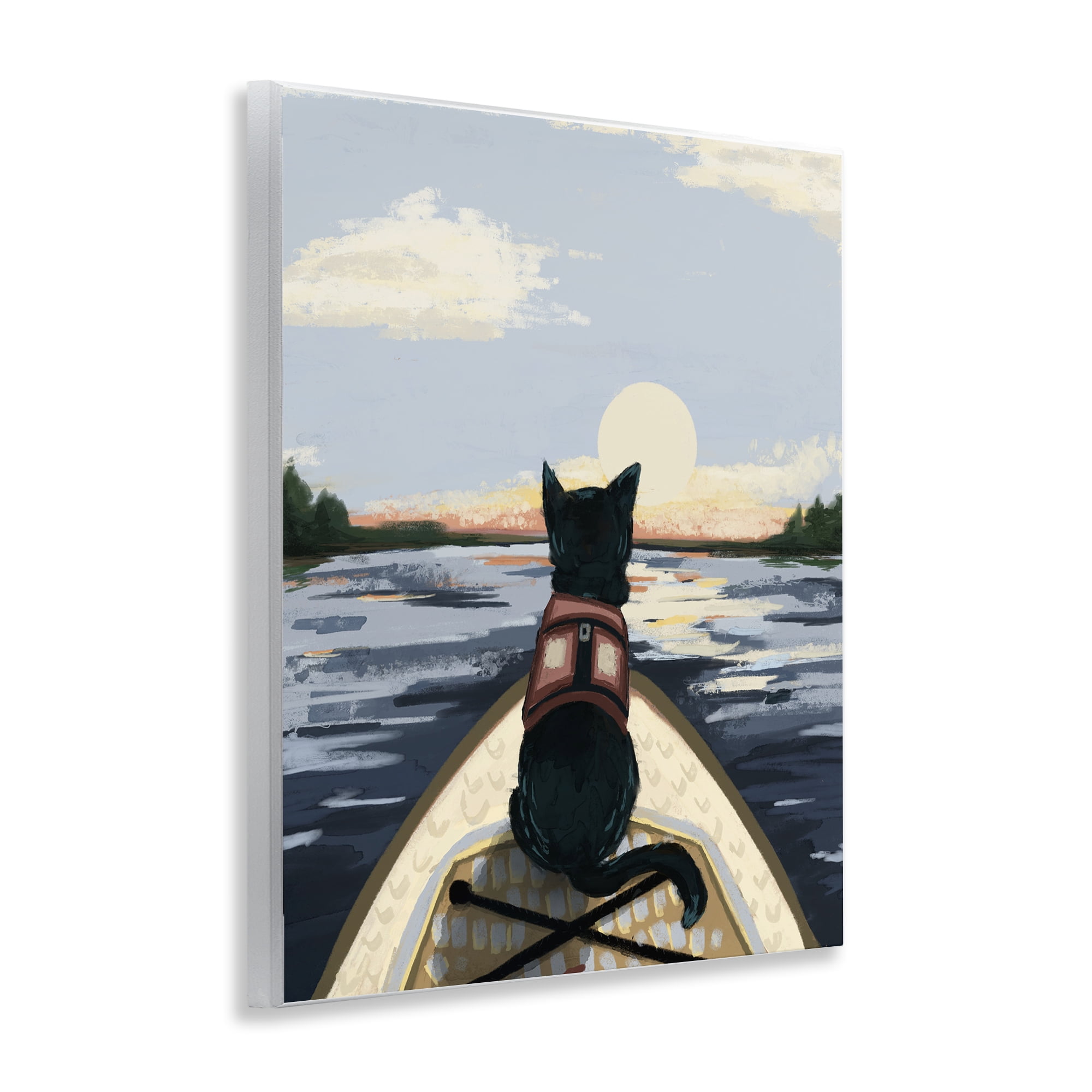 Stupell Industries Peaceful Cat Viewing Lake Wall Plaque Art, design by Denise Bartkus