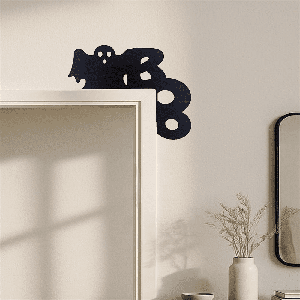 Iron Ghost Door Hanger Halloween Decor Lightweight Spooky Wall Art for Front Door Bedroom Office Gift
