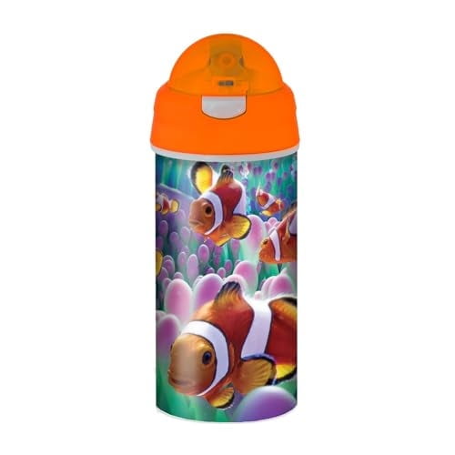 3D LiveLife Clown Fish Drinking Bottle by Deluxebase – 20oz BPA-Free Water Bottle with Straw Lid