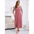 thumbnail image 2 of PinkBeautiM Nightgowns for Women V Neck Short Sleeve Night Dress Soft Full Length Sleepshirt with Pockets, 2 of 6