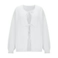 thumbnail image 4 of jtjvou Women's Tie Front Bow Cardigan Sweaters 2025 Fall Winter Casual Loose Fit Long Sleeve Knit Sweater Coats Outerwear White M, 4 of 8