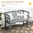 thumbnail image 4 of Outsunny Wooden Bench w/ Stylish Pattern Backrest, Loveseat Chair, Gray, 4 of 10