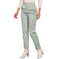 thumbnail image 4 of Pantalones de tartán a cuadros para mujer INSPIRE CHIC, elásticos, de cintura alta, rectos y largos, talla M, verde claro, 4 of 5