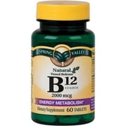 Spring Valley Natural Timed Release Vitamin B12 Tablets, 2000mcg, 60 Count