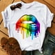 thumbnail image 1 of Mujeres Tops cuello redondo Sexy negro camisetas beso labio divertido verano mujer suave camiseta labios acuarela gráfico camiseta Top9180 Tan Jianjun unisex, 1 of 2
